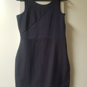Navy blue dress with black stripes